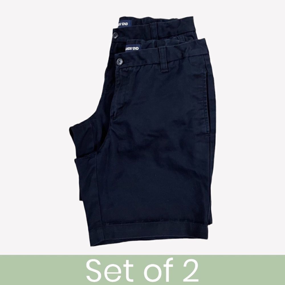 Lands End ~Set of 2 ~Big Girls Uniform Shorts ~ adjustable waistband ~ size 14